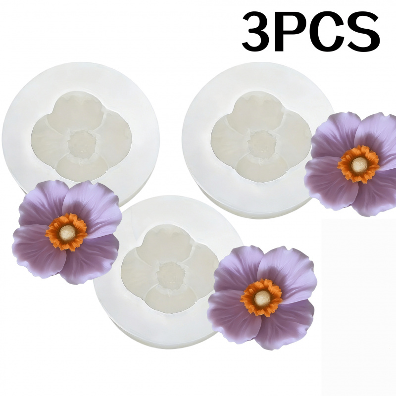 Soap Making Liquid - Cetakan silikon 3Flower, Lilin bunga silikon,